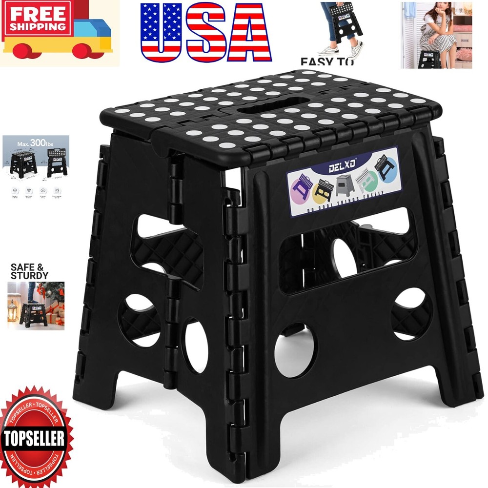 Sturdy Non-Slip Folding Step Stool - 13 Inch Compact Design for Home & Outdoors
