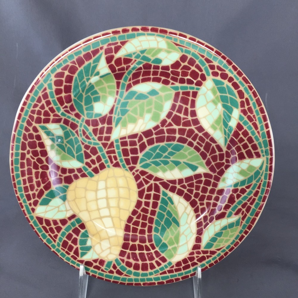 Pier 1 Mosaic Fruit Pear Earthenware Made in Italy 8 1/4