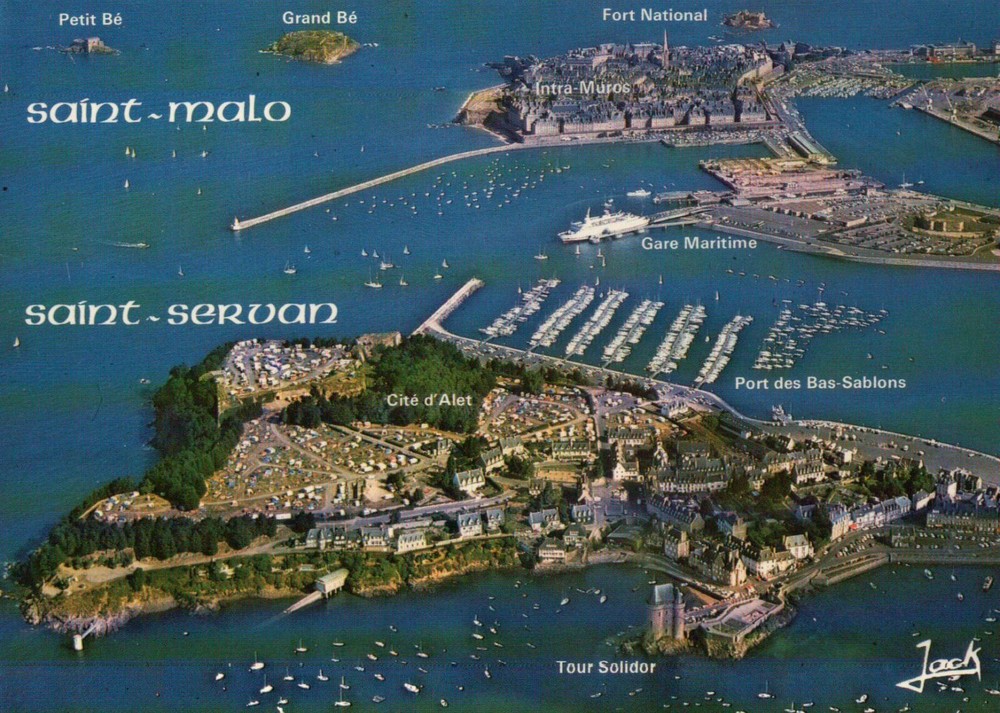 Alet City Deep Water Harbour and St. Malo Brittany France - Continental Postcard