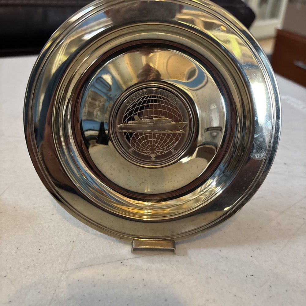 VTG CUNARD COUNTESS CRUISE SHIP METAL PLATE/ASHTRAY SOUVENIRS with COA