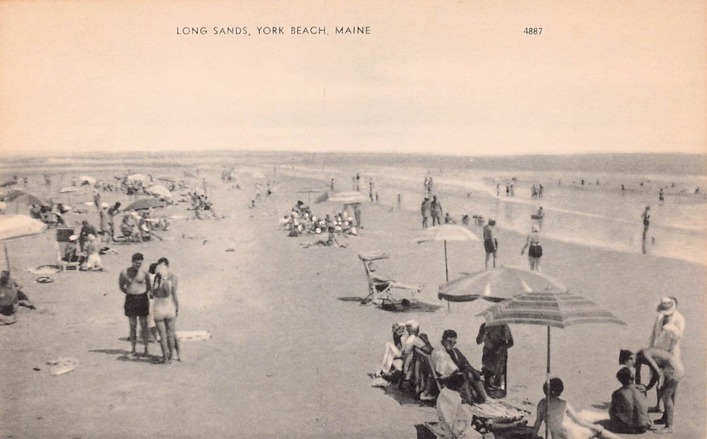 York ME Maine Long Sands Beach Harbor Village Bathing Beauty Vtg Postcard B47