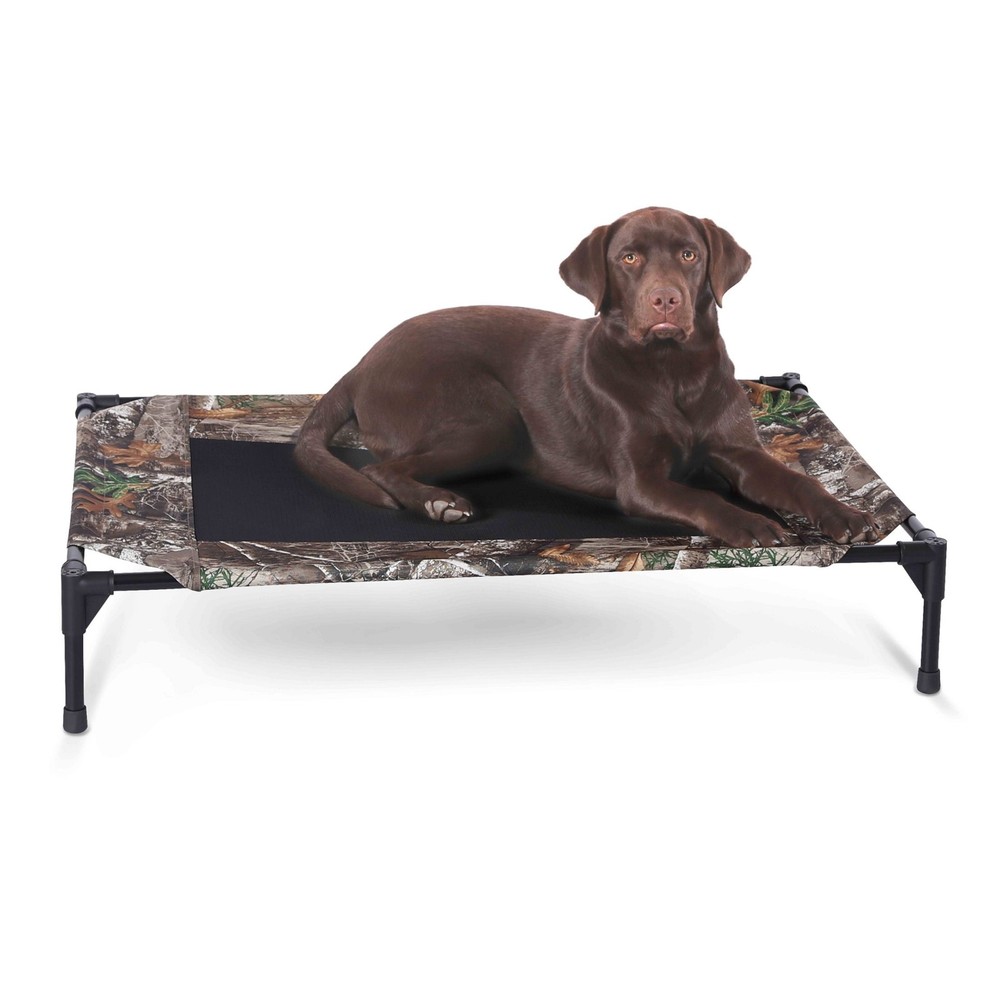 Pet Cot Elevated Dog Bed Realtree Edge Camo/Black Mesh Large 42 X 30 X 7 Inches
