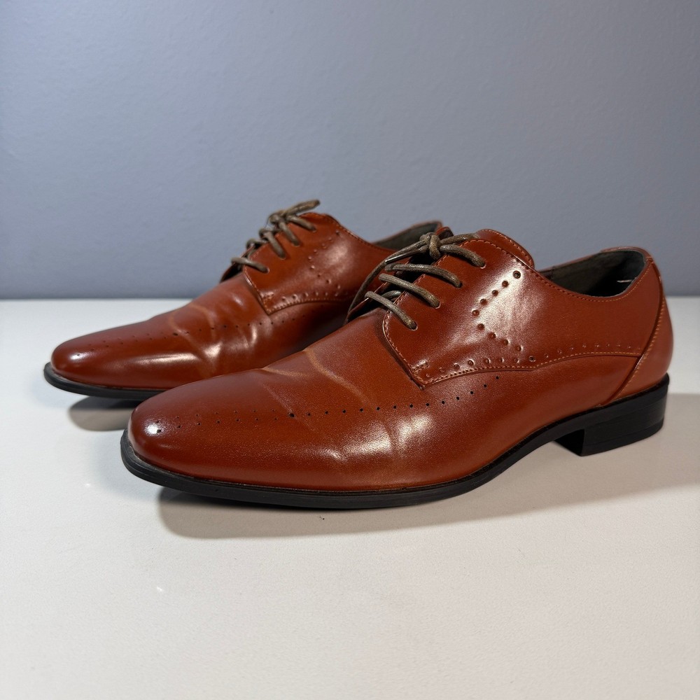Stacy Adams Boys Dress Shoes Cognac Brown Lace Up Oxford Size 7M