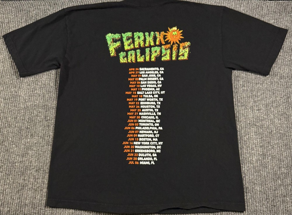 Feid Ferxxo Shirt Mens Large Calipsis 2024 Tour Official Sun Graphic Tee Black