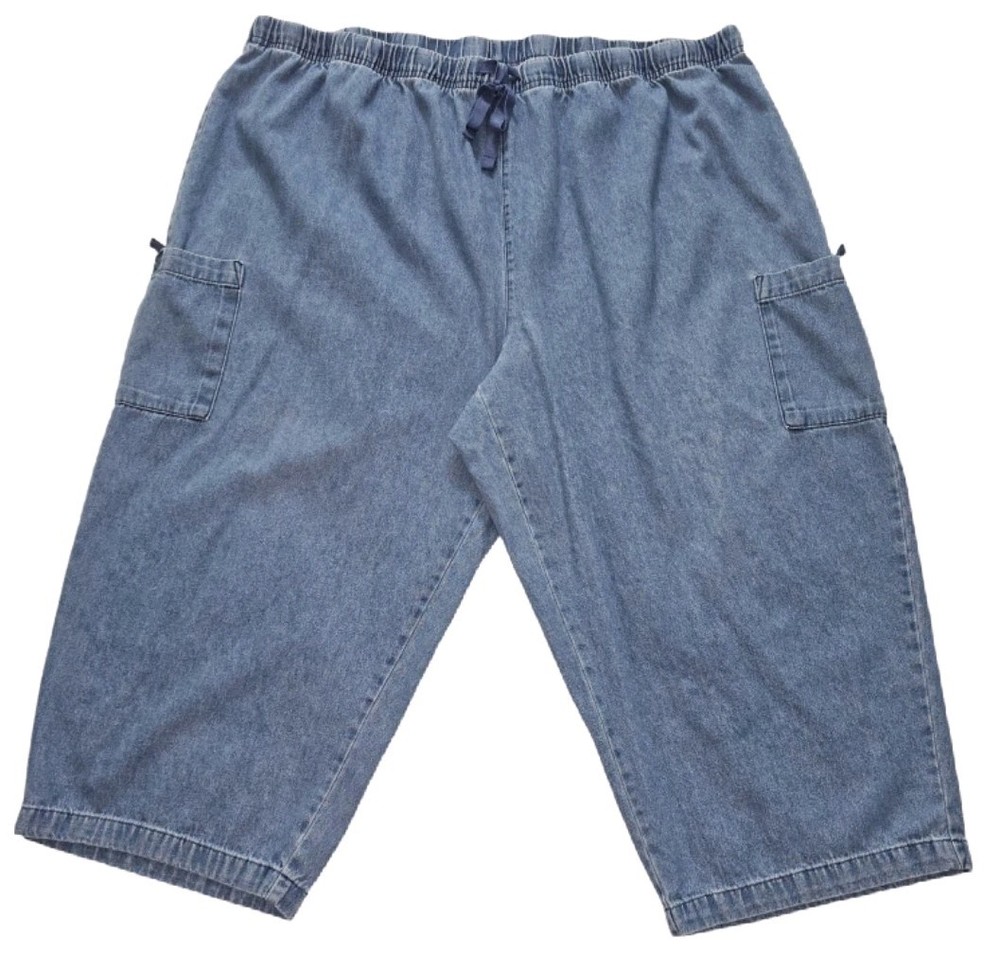 Basic Editions Medium Wash Elastic Waist Blue Jean Capri Pants Women's Size 2X