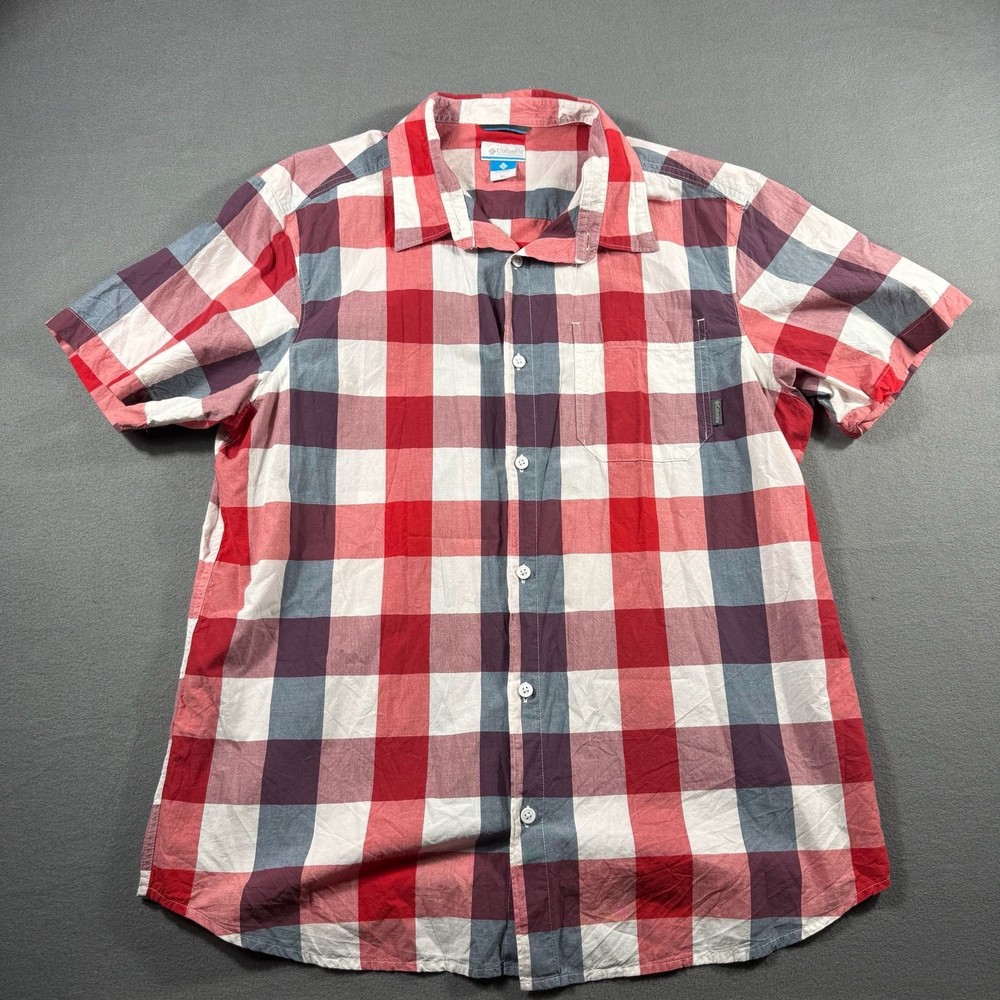 Columbia Sportswear Company Plaid Short Sleeve Button Down Shirt XL