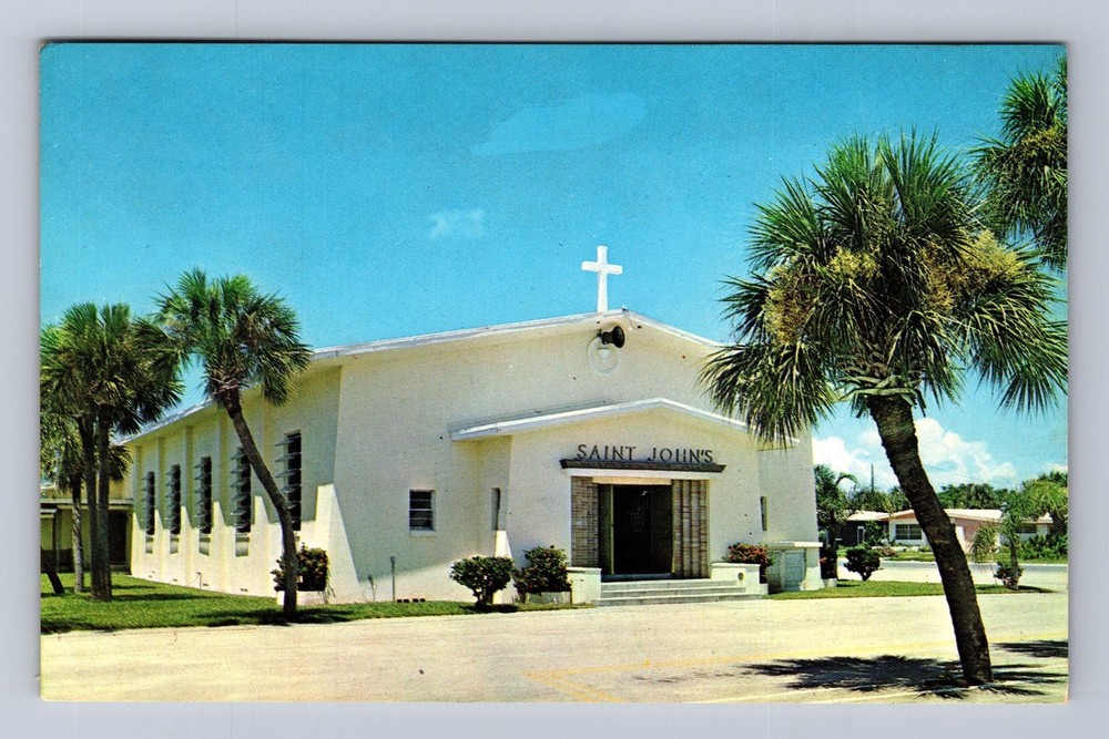 St Petersburg FL-Florida St John's Catholic Church Vintage Postcard