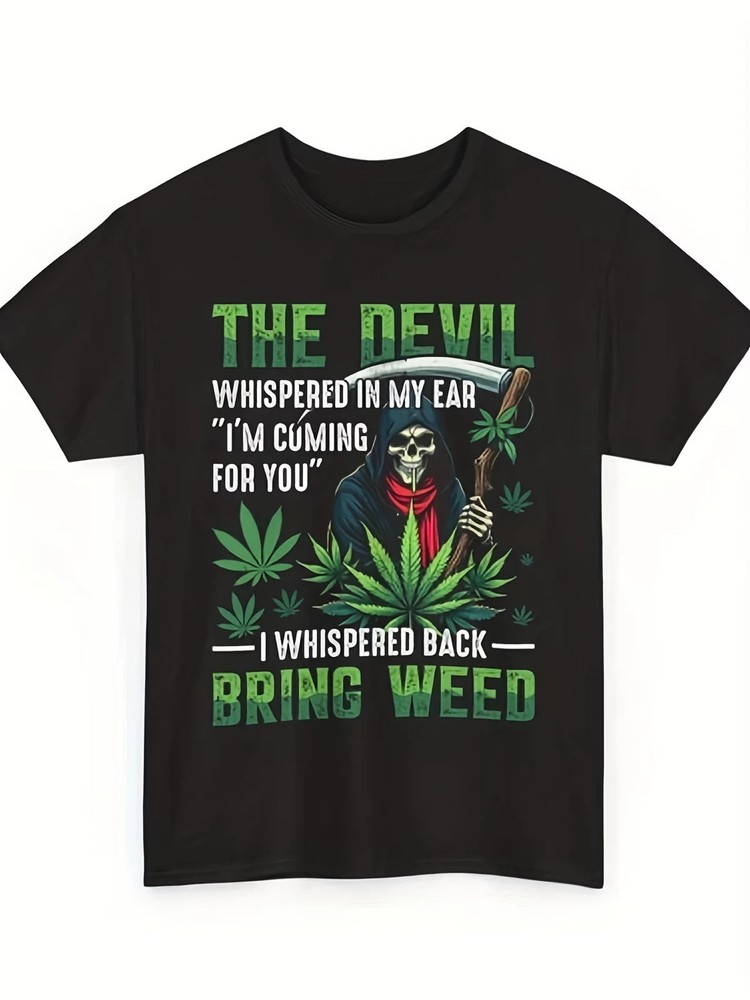 Funny Weed Graphic Tee | The Devil Bring Weed T Shirt | Cannabis Lover Shirt