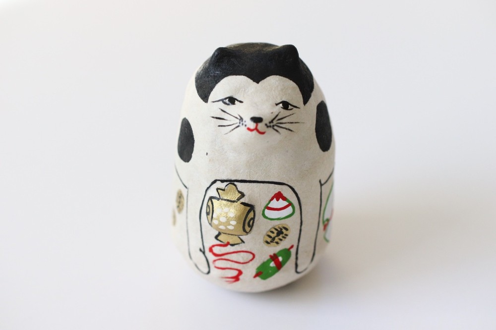 Lucky Dog Okiagari Hariko | Hand-Painted Washi, Gift Box, Limited Japanese