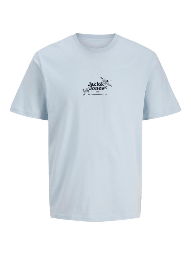 Jack & Jones JORJUKA 100% Cotton Crew Neck T-Shirt in Skyway Blue