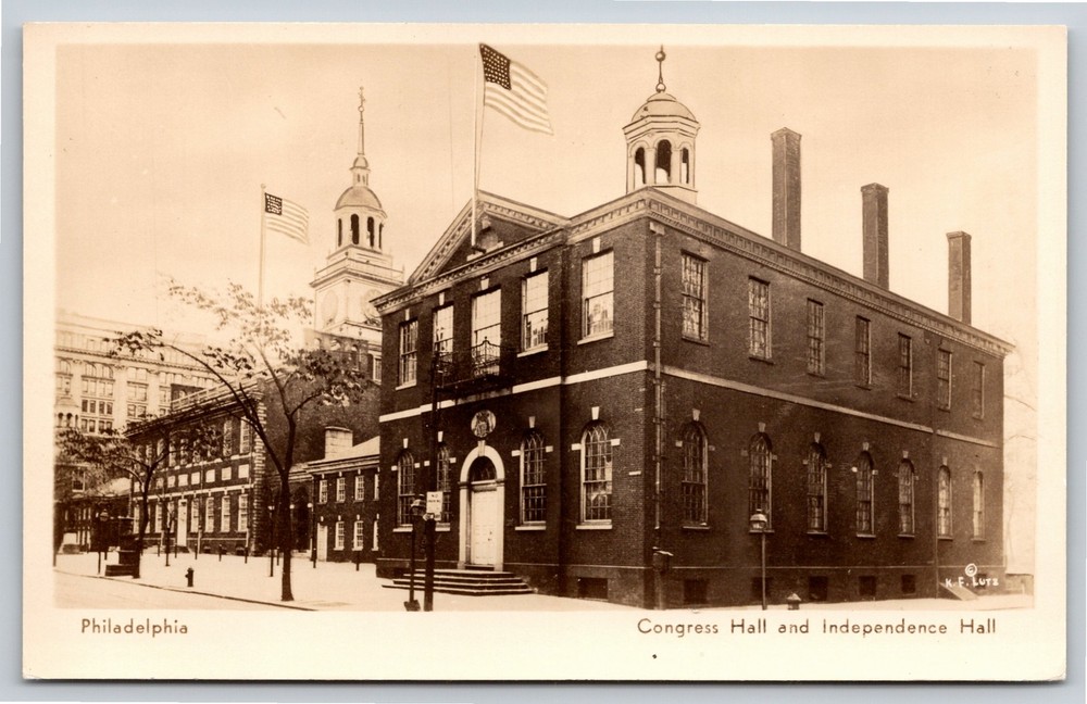 RPPC~Philadelphia PA~Congress & Independence Hall Bldgs~Real Photo Postcard
