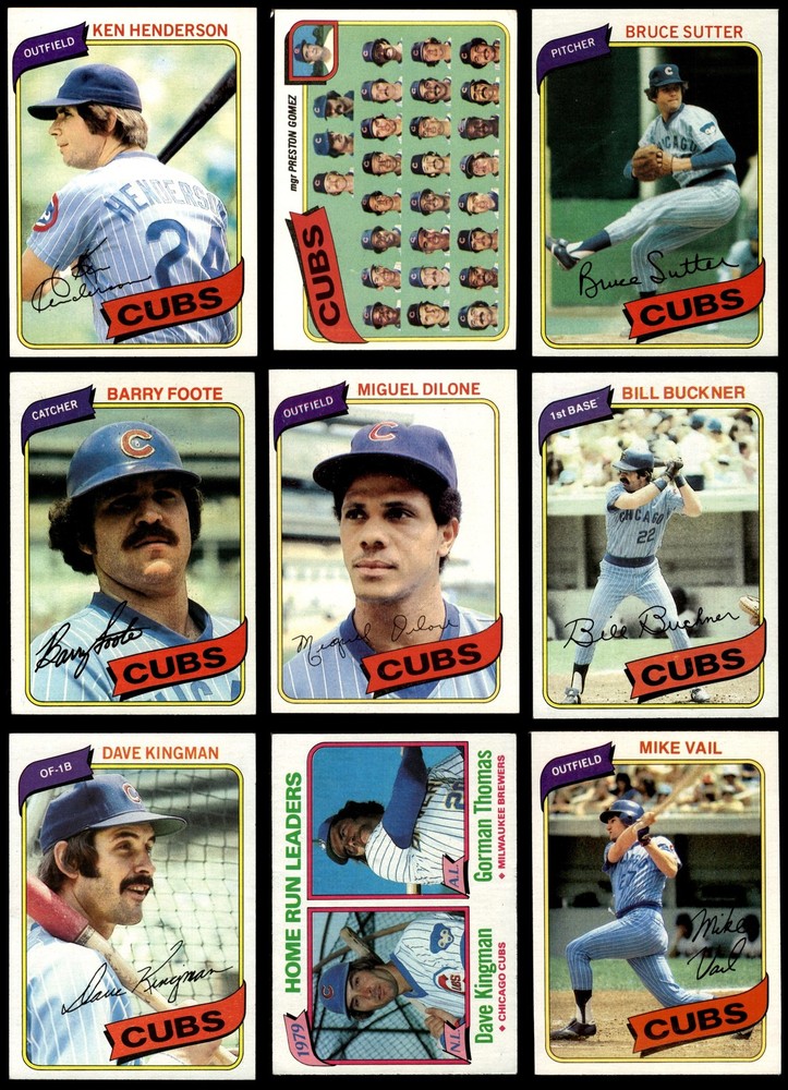 1980 Topps Chicago Cubs Team Set 5.5 - EX+ 7300815