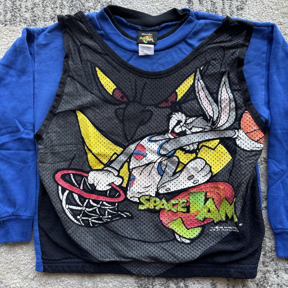 Vintage 1996 Space Jam Kids Shirt Youth 7 Bugs Bunny Taz Looney Tunes USA