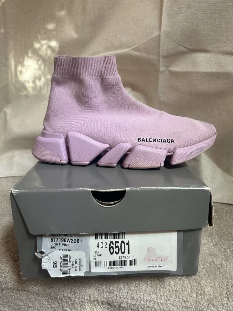 Balenciaga Women’s Light Pink Speed 2.0 Knit Sock Sneakers Size 39 (US 9) Worn