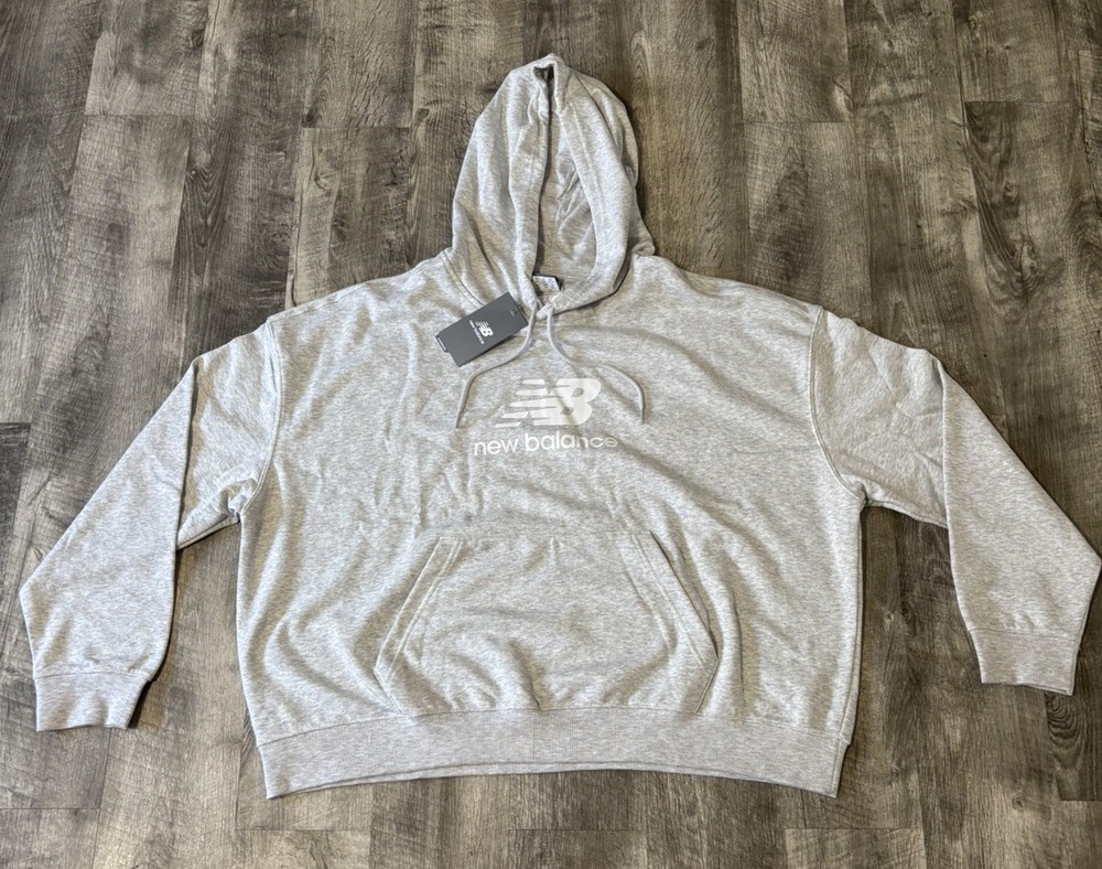 New Balance Oversized Logo Hooded Sweatshirt - Grey (Women’s 2XL) NEW WITH TAGS