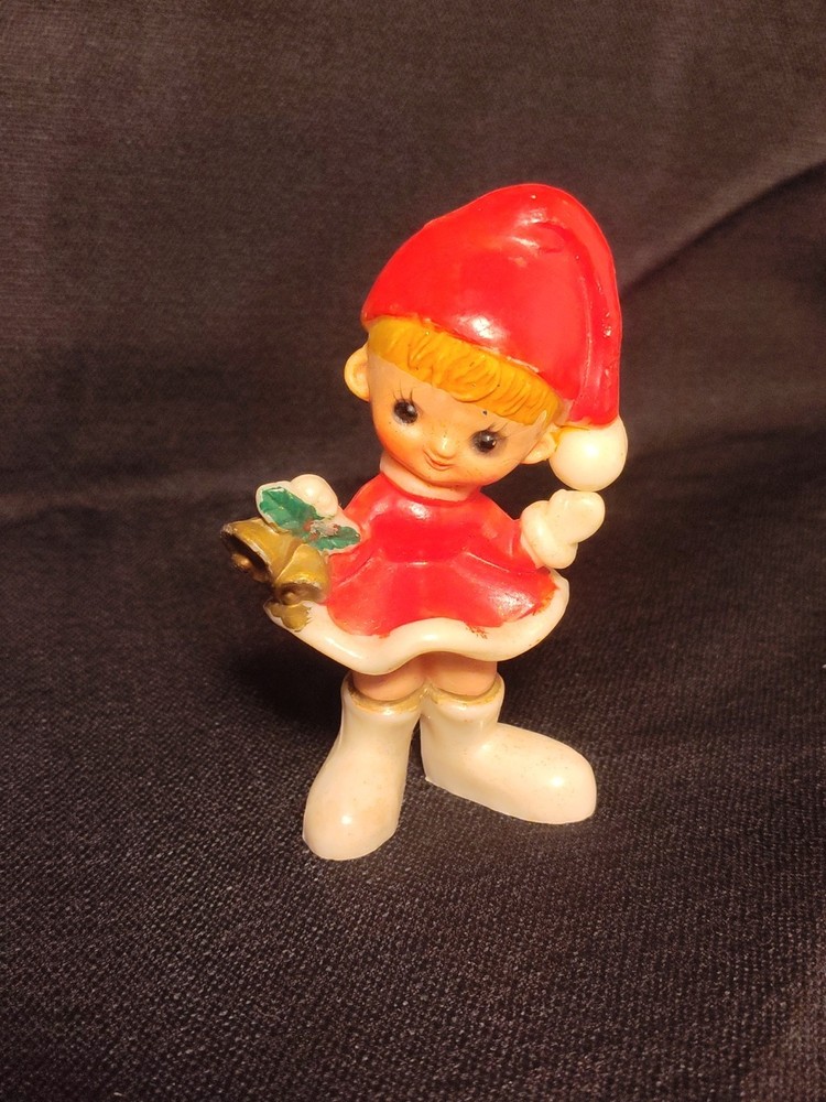 Vtg Christmas Decor Hard Plastic Elf Girl 5
