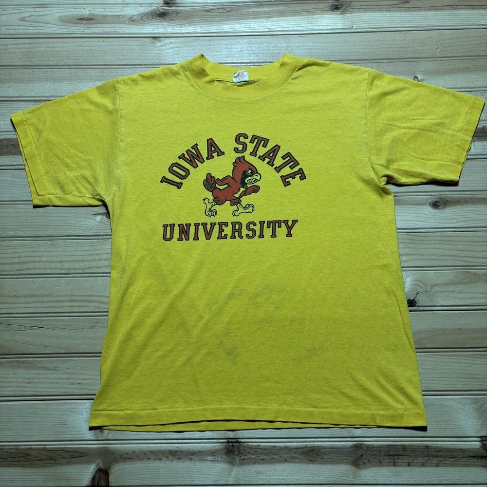 Vintage 80s Iowa State University Cardinals Single Stitch Shirt Size Large