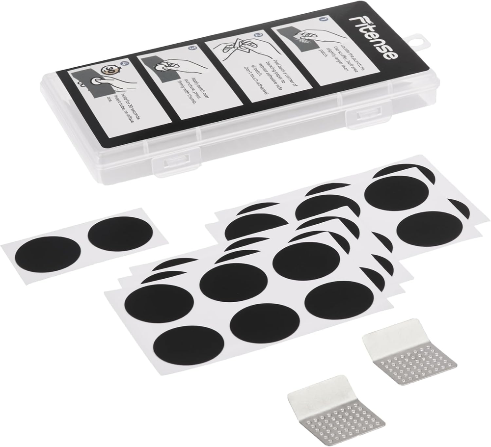 34 PCS Bike Tire Repair Kit with 32 Patches & 2 Metal Rasps for Cycling