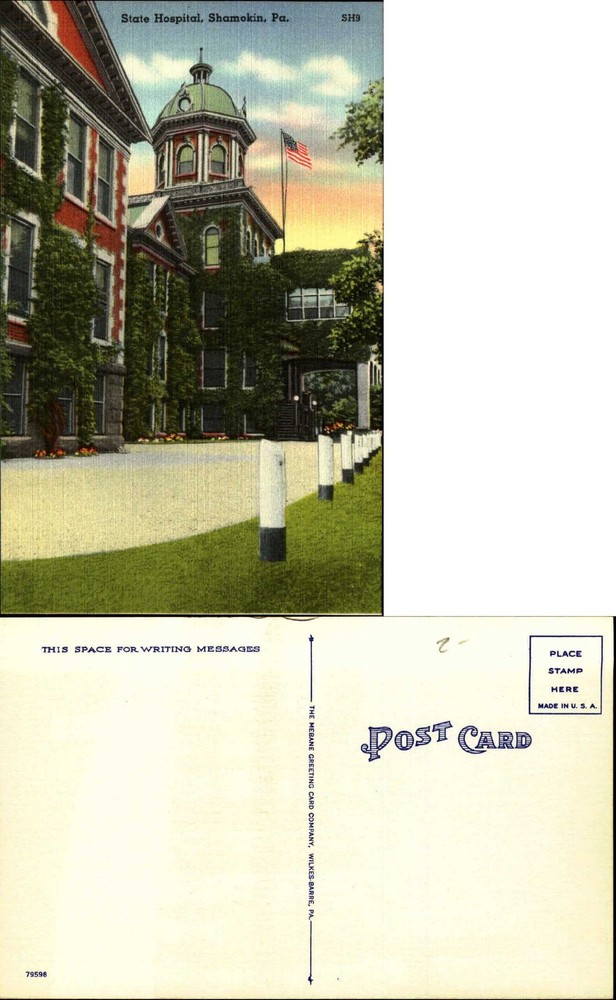 State Hospital Shamokin Pennsylvania linen 1940s ~ vintage postcard