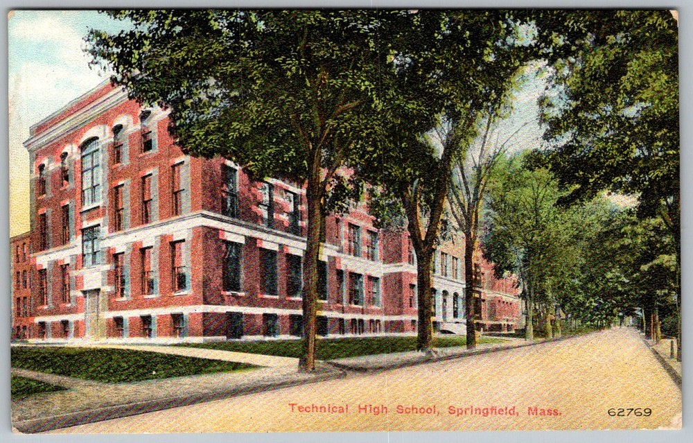 Antique Postcard Technical High School Springfield, MA 1910s
