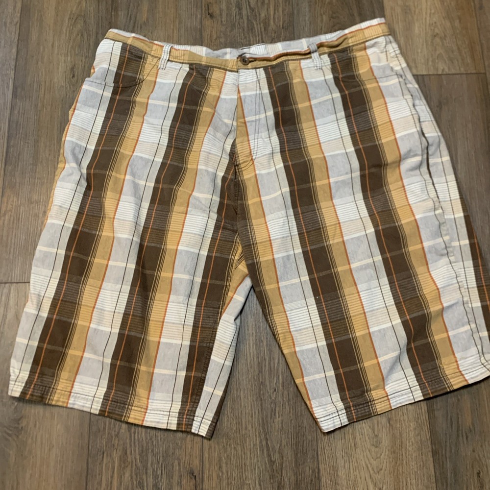 Vintage Karl Kani Gold Plaid Baggy Long Hip-Hop Y2K Streetwear Skater Shorts 46