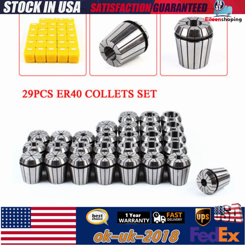 29-Piece ER40 Spring Collet Set for Milling Lathe CNC Chuck Bit Holder Tool