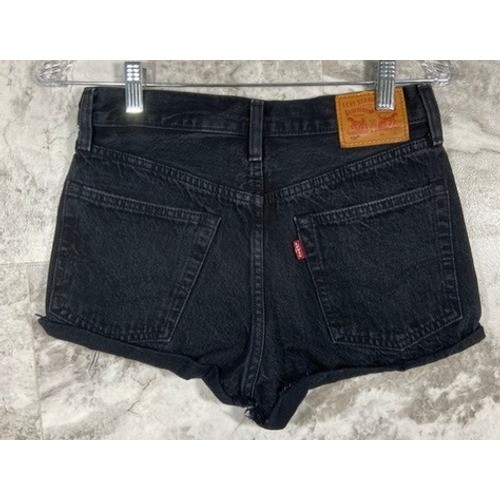 Levis 501 Original High Rise Cut Off Denim Shorts Washed Black Women's Size 25