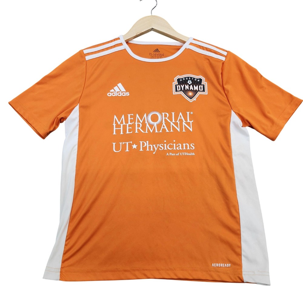 Houston Dynamo Jersey Boys Large Orange MLS Soccer AEROREADY Number 13 Adidas