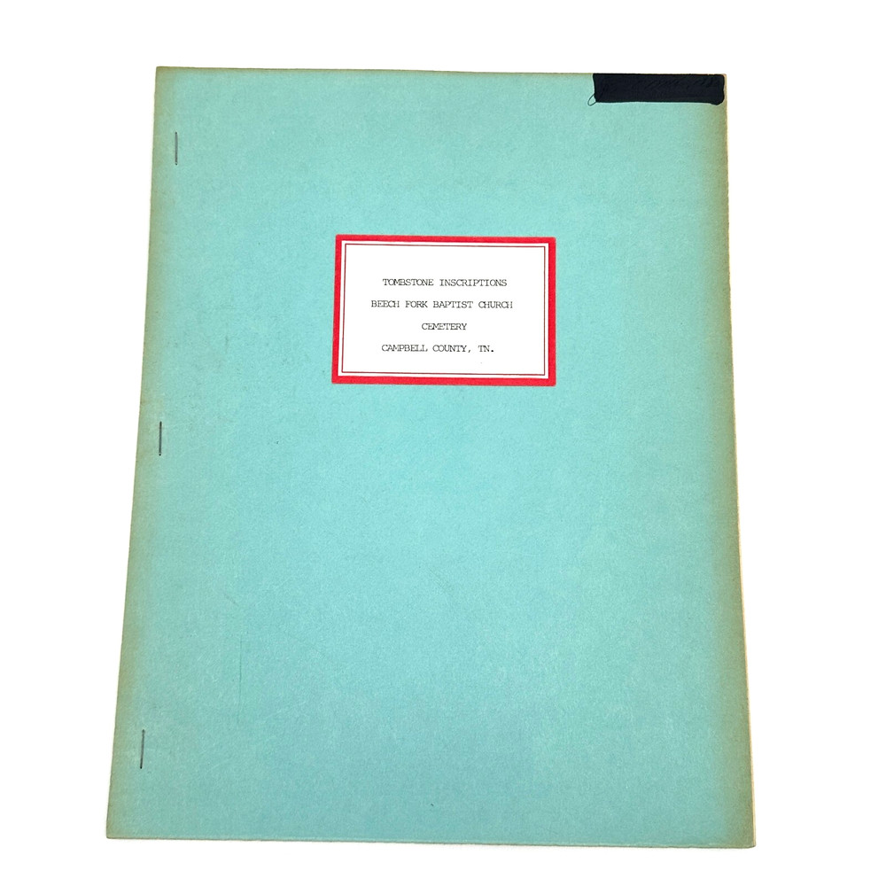 *RARE* Beech Fork Cemetery Book Tennessee Genealogy Hutton Baptist Church 1982