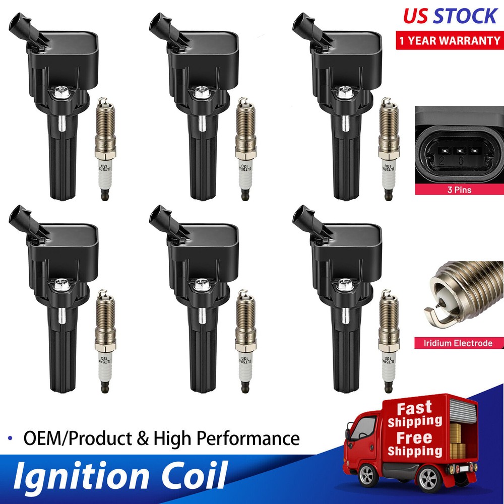 UF497 6Pcs Ignition Bobinas and Spark Plug For 2007-2012 Chevrolet Colorado 3.7L