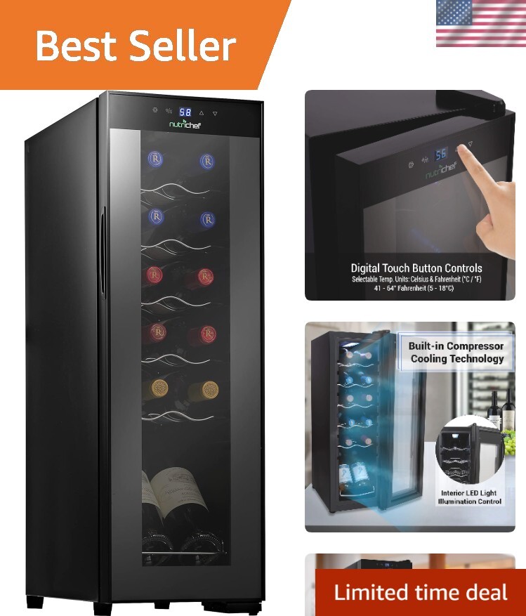 White Red Freestanding Mini Wine Cooler Countertop Chiller 18 Bottles