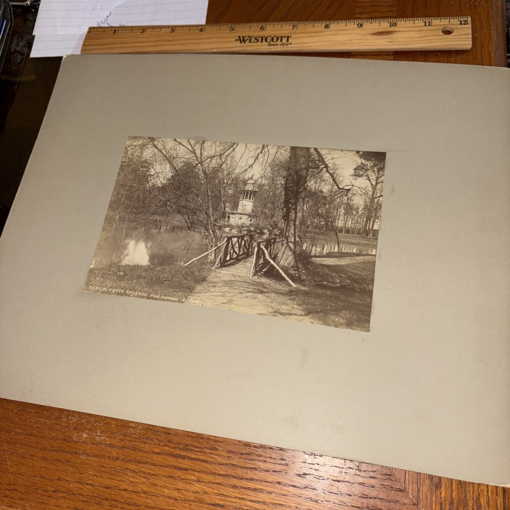 Vintage Petit Trianon Park & Bridge Versailles Mounted French Architecture Photo
