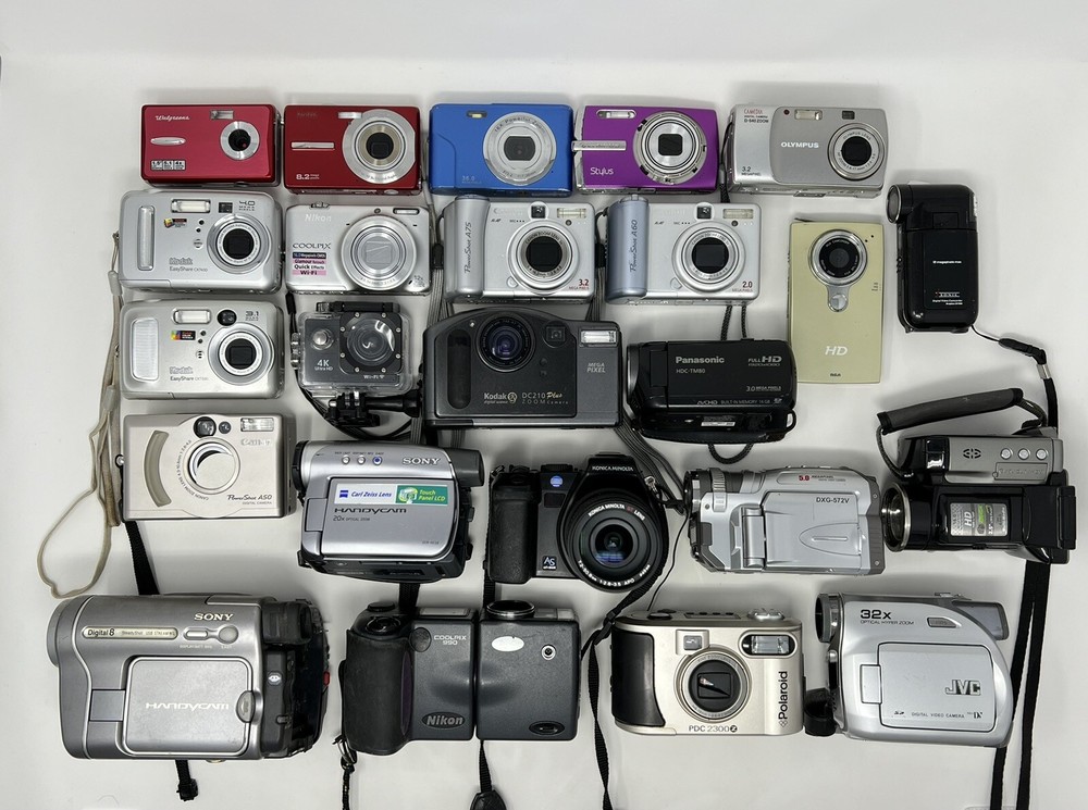 Lot Of 24 Untested Cameras - Canon Nikon Sony Kodak Olympus Panasonic - Parts
