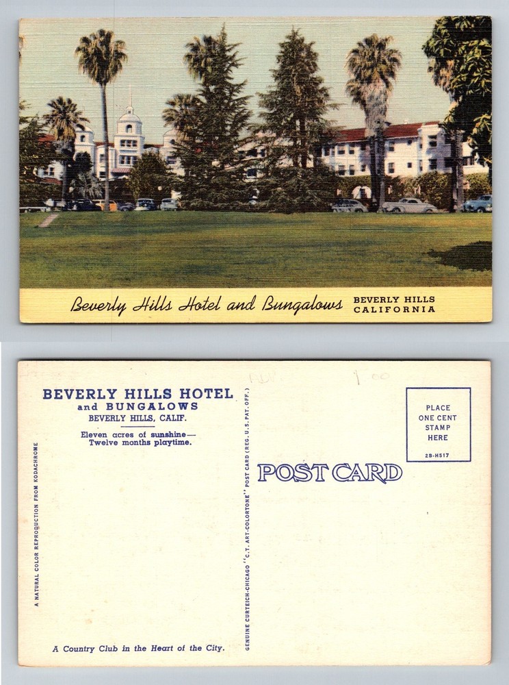 Beverly Hills, CA-California, Beverly Hills Hotel Bungalows Vintage Postcard