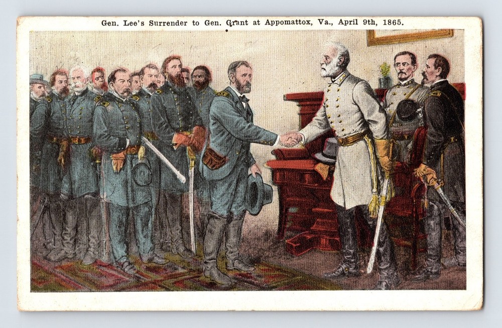 Gen. Lee's Surrender to Gen. Grant at Appomattox April 9, 1865 Postcard