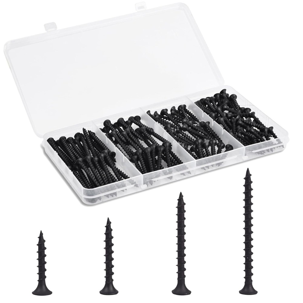 Drywall Wood Coarse Thread Sheetrock Tapping Screws Assortment Kit 170 Pc 4 Size