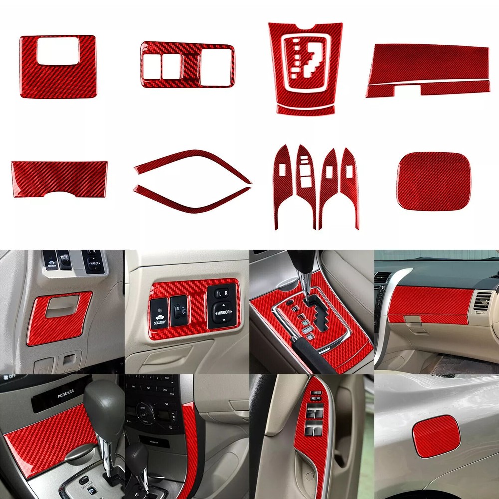 16Pcs Red Carbon Fiber Interior Dashboard Trim Kits For Toyota Corolla 2007-2013