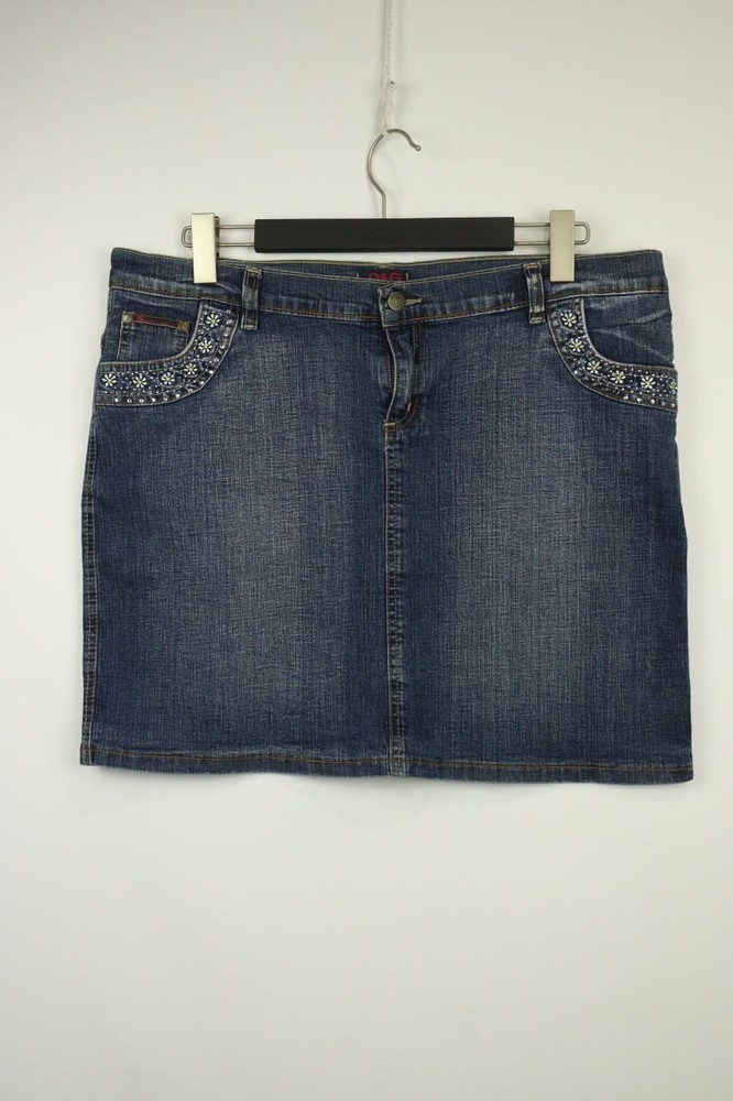 D&G DOLCE&GABBANA Original Denim Embroidered Short Skirt Size 36 W38