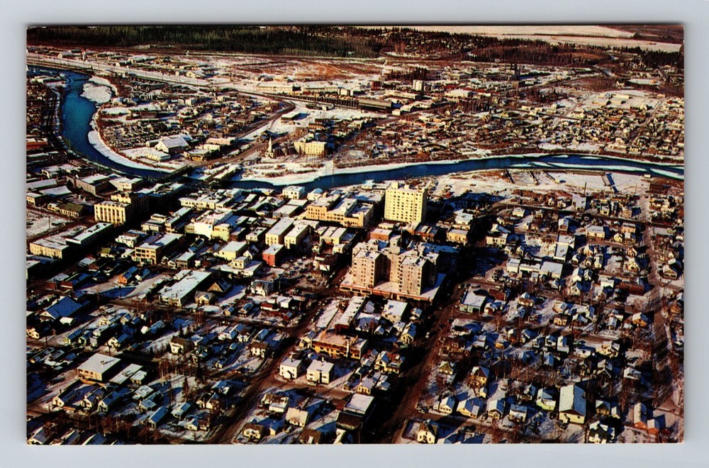 Fairbanks AK-Alaska Aerial Town View Standard Souvenir Post Vintage Postcard PC