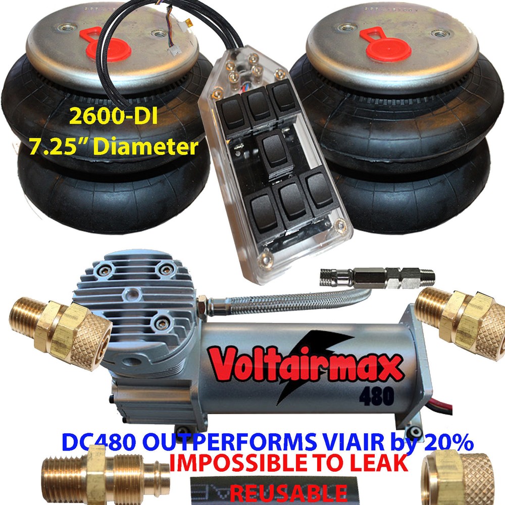 AirRide Compressor DC100 Air Bag Suspension 2-2600 Air Springs s FIT>3/8