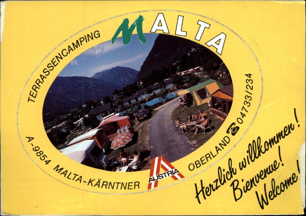Austria Karnten Terrassen Camping Malta tents campers ~ postcard sku659