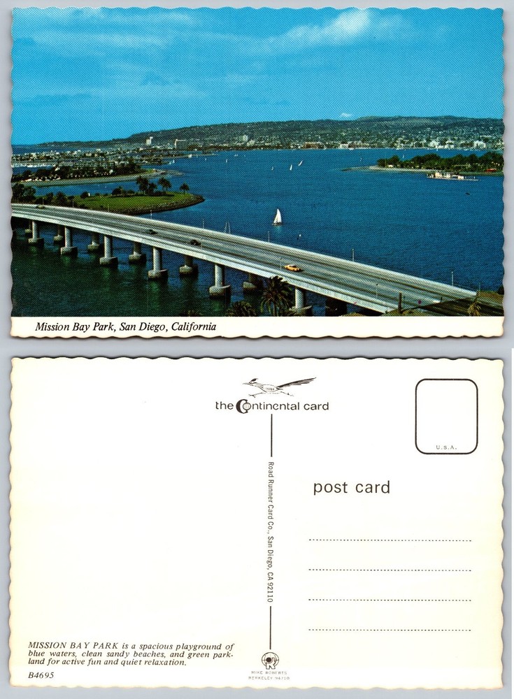 Vintage Mission Bay Park San Diego California Postcard Road Runner Card