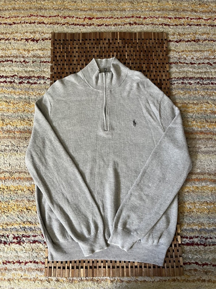 Polo Ralph Lauren Knit 1/4 Zip Pullover Sweater Grey Men's Size XL