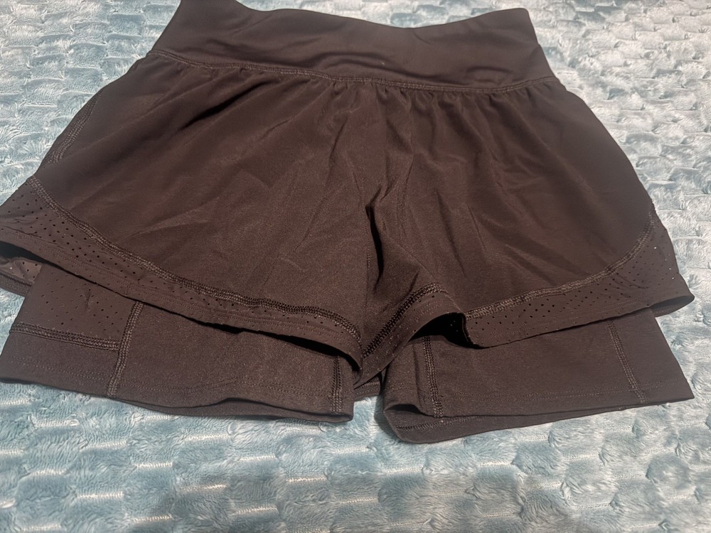Spanx Get Moving 2 in 1 Shorts Womens Size Small Black High Rise Activewear
