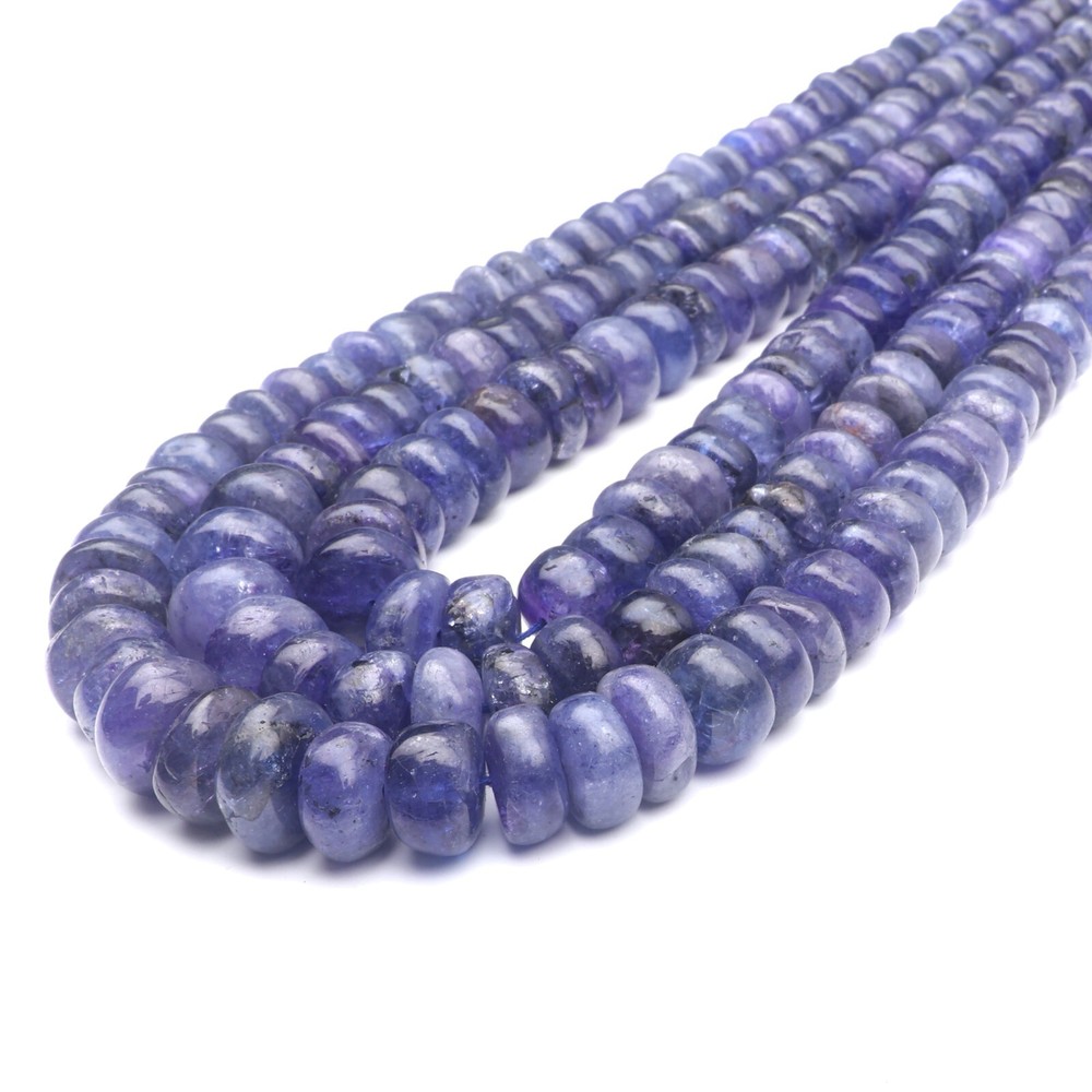 Natural Tanzanite Beads 8 Inch Strand 7-10 MM Beads Smooth Rondelle Shape Beads