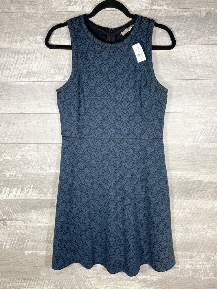 NWT Loft Teal Blue Damask Floral Tank Dress Size 6 Edgy Boho Whimsigoth Spring