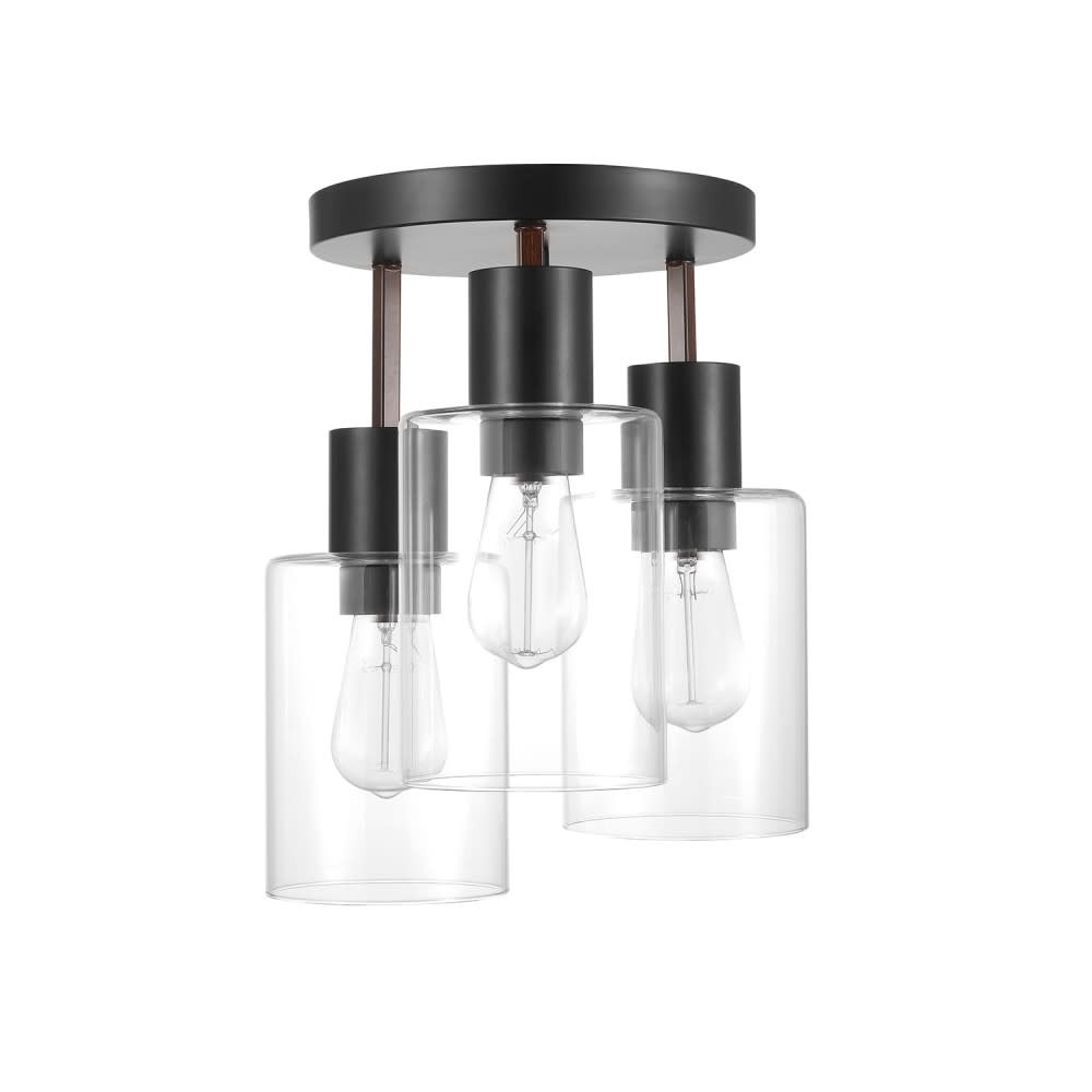 Globe Electric Sedona 3 Flush Mount Ceiling Light with Faux Wood Accents