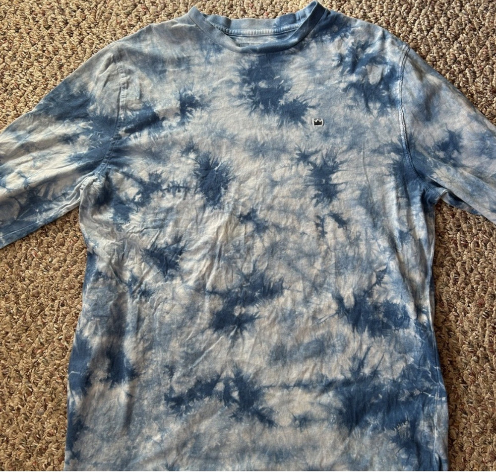 crown & ivy Blue Tie Dye Crew Neck Knit Cotton Men's Short Sleeve T-Shirt Size M