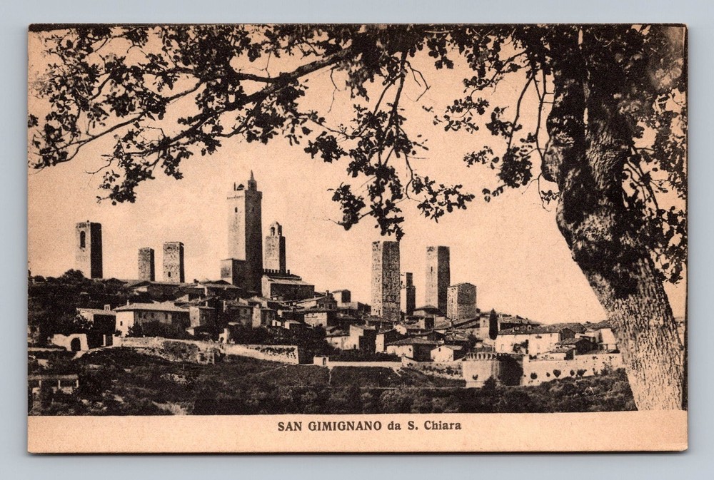 Italy- San Gimignano Tuscany Santa Chiara Medieval Towers Old Vintage Postcard