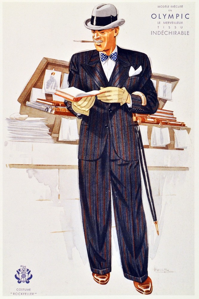 Decoration poster.Interior design Art.Retro fashion.Rockfeller suit.6334